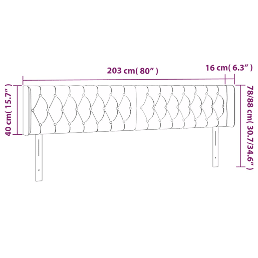 vidaXL Cabeceira cama c luzes LED veludo 203x16x7888cm cinza-escuro vidaXL Cabeceira cama c luzes LED veludo 203x16x7888cm cinza-escuro