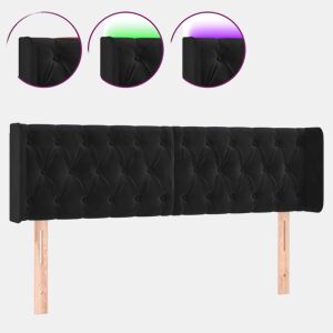 vidaXL Cabeceira de cama c luzes LED veludo 147x16x7888 cm preto