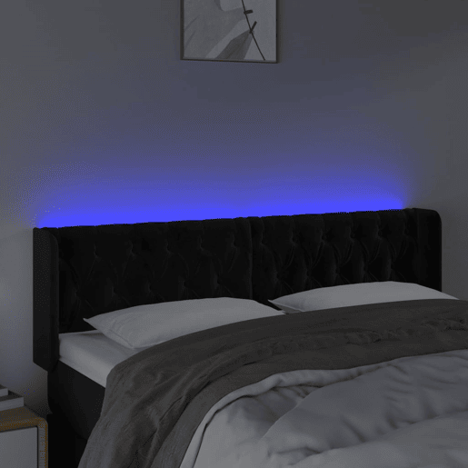 vidaXL Cabeceira de cama c luzes LED veludo 147x16x7888 cm preto vidaXL Cabeceira de cama c luzes LED veludo 147x16x7888 cm preto