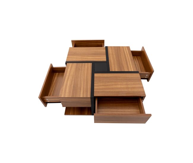 Mesa de centro cuadrada de panel de partículas con 4 cajones 78x78