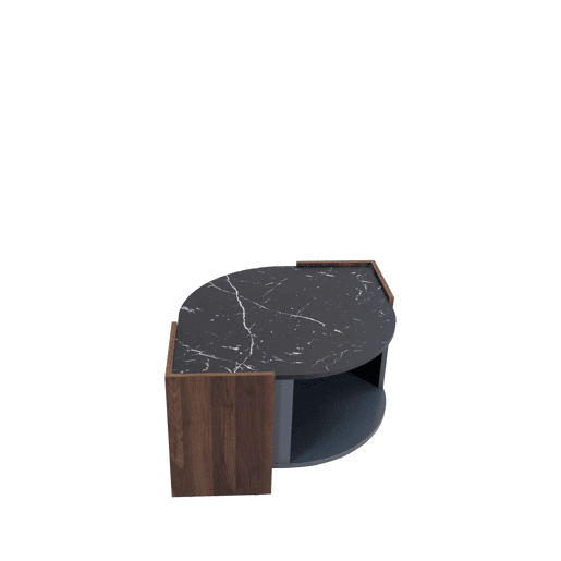 Mesa de centro oval de painel de partículas,preto+madeira