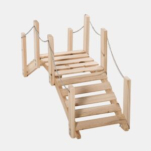 Outsunny Ponte de Jardim de Madeira com Corrimãos de Correntes Metálicas Ponte Decorativa para Lagoa Carga 5 kg para Decoração Pátio 100x32x48 cm Madeira