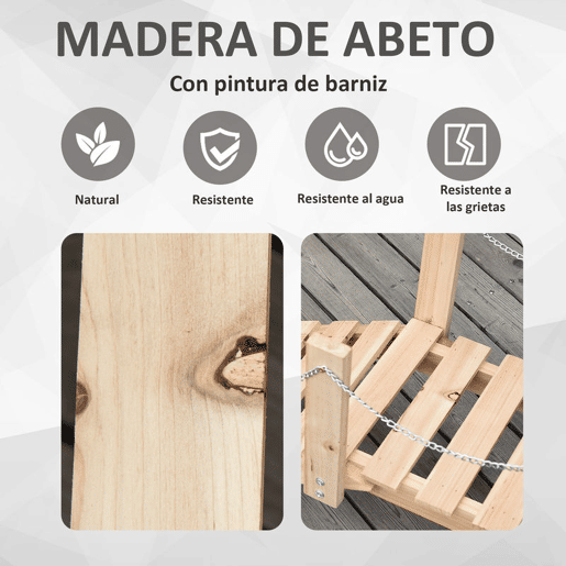 Outsunny Ponte de Jardim de Madeira com Corrimãos de Correntes Metálicas Ponte Decorativa para Lagoa Carga 5 kg para Decoração Pátio 100x32x48 cm Madeira