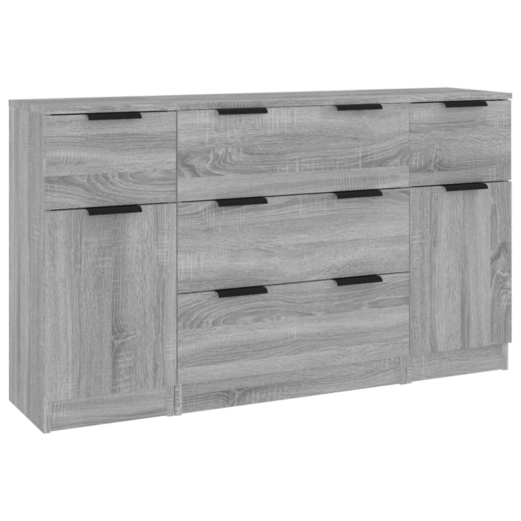 Vidaxl set de aparador 3 piezas madera contrachapada gris sonoma