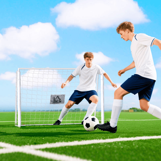 HOMCOM Baliza de Futebol Baliza de Futebol com Suporte de Metal e Rede para Treino e Diversão de Futebol no Jardim Ar Livre 186x62x123 cm Branco
