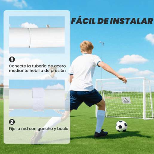 HOMCOM Baliza de Futebol Baliza de Futebol com Suporte de Metal e Rede para Treino e Diversão de Futebol no Jardim Ar Livre 186x62x123 cm Branco