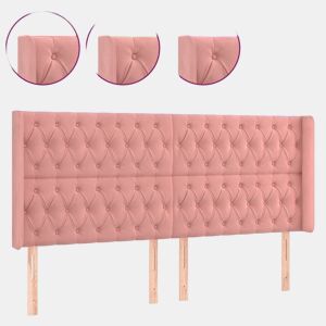 vidaXL Cabeceira de cama c luzes LED veludo 183x16x118128 cm rosa