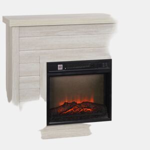 HOMCOM Lareira Elétrica 1800W Lareira Decorativa com Efeito de Chama Realista Controlo Remoto Temporizador Semanal Proteção Contra Sobreaquecimento para Ambientes de 30 m² 96,5x22x81,7 cm Madeira Clara