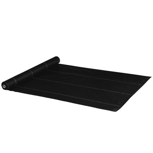 Outsunny Rolo de Malha Anti-Ervas 2x25 m Malha Geotêxtil 60 gm² para Controlo de Ervas Daninhas de Jardim Malha Anti-Ervas Preta