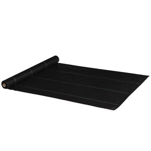 Outsunny Rolo de Malha Anti-Ervas 2x25 m Malha Geotêxtil 60 gm² para Controlo de Ervas Daninhas de Jardim Malha Anti-Ervas Preta