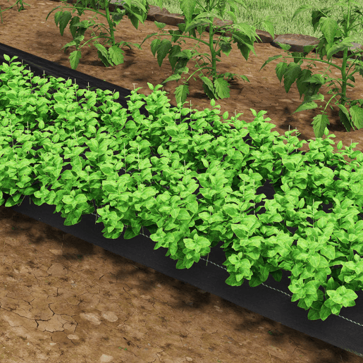 Outsunny Rolo de Malha Anti-Ervas 2x25 m Malha Geotêxtil 60 gm² para Controlo de Ervas Daninhas de Jardim Malha Anti-Ervas Preta