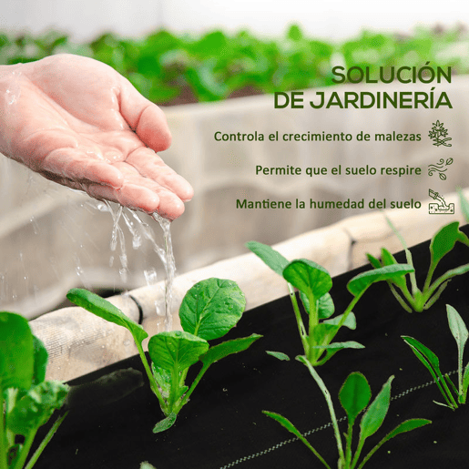 Outsunny Rolo de Malha Anti-Ervas 2x25 m Malha Geotêxtil 60 gm² para Controlo de Ervas Daninhas de Jardim Malha Anti-Ervas Preta