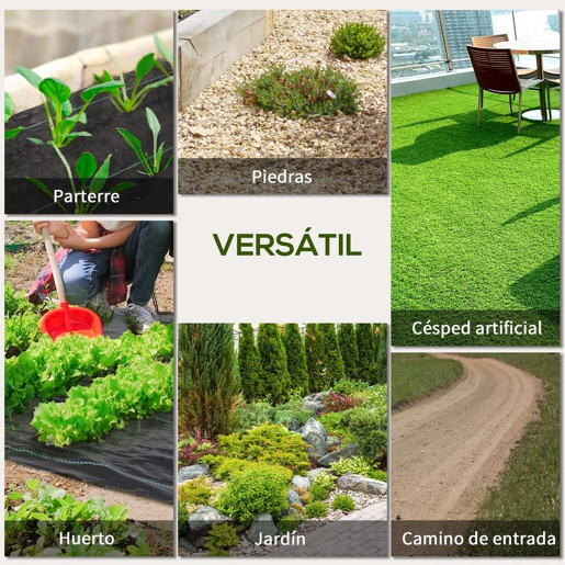Outsunny Rolo de Malha Anti-Ervas 2x25 m Malha Geotêxtil 60 gm² para Controlo de Ervas Daninhas de Jardim Malha Anti-Ervas Preta