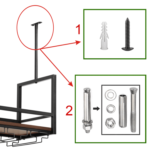 Garrafeira com suporte para copos Borejle metal 100x30x65cm PretoNogueira en.casa