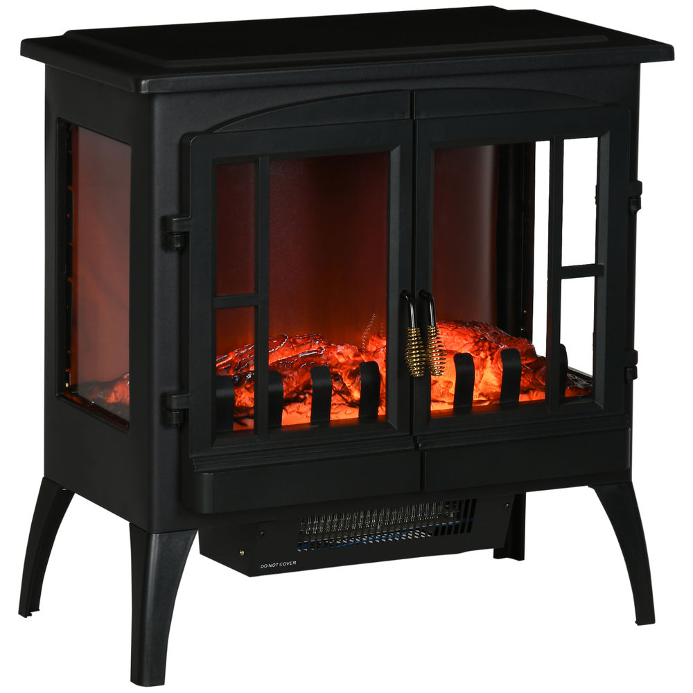 Chimenea Eléctrica Acero, Vidrio HOMCOM, hogar - climatización