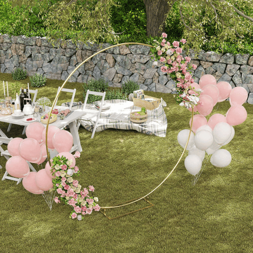 Outsunny Arco de Jardim de Metal Redondo Arco de Decoração com Revestimento em Pó Resistente às Intempéries para Plantas Trepadoras para Decoração de Pátio 230x28x234 cm Dourado