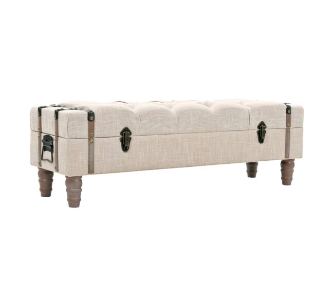 Banco de almacenaje vintage 1 cajón crema 37x111x34 cm