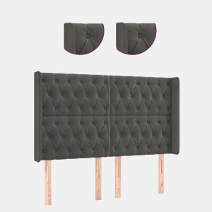 vidaXL Cabeceira de cama c LED veludo 147x16x118128 cm cinza-escuro