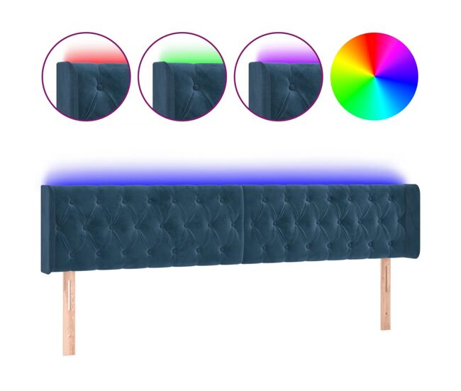 Vidaxl cabecero con led de terciopelo azul oscuro 203x16x78/88 cm