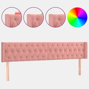 vidaXL Cabeceira de cama c luzes LED veludo 203x16x7888 cm rosa