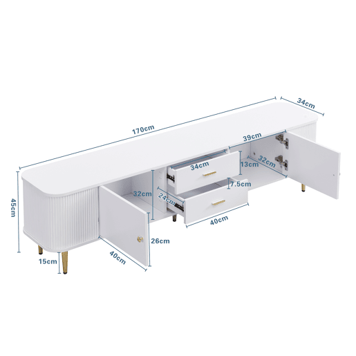 Móvel de TV 170cm de mdf com 2 portas e 2 gavetas,branco Móvel de TV 170cm de mdf com 2 portas e 2 gavetas,branco