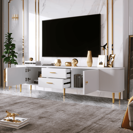 Móvel de TV 170cm de mdf com 2 portas e 2 gavetas,branco Móvel de TV 170cm de mdf com 2 portas e 2 gavetas,branco
