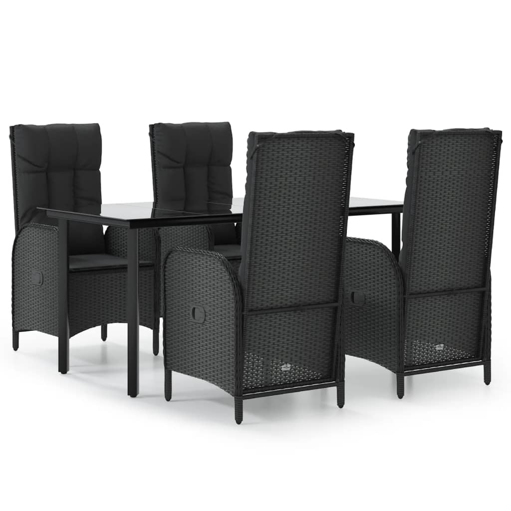 set de muebles jardin 5 pzas con cojines ratan sintetico negro