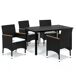 Juego muebles jardín 5 pzas con cojines ratán sintético Juego muebles jardín 5 pzas con cojines ratán sintético Negro