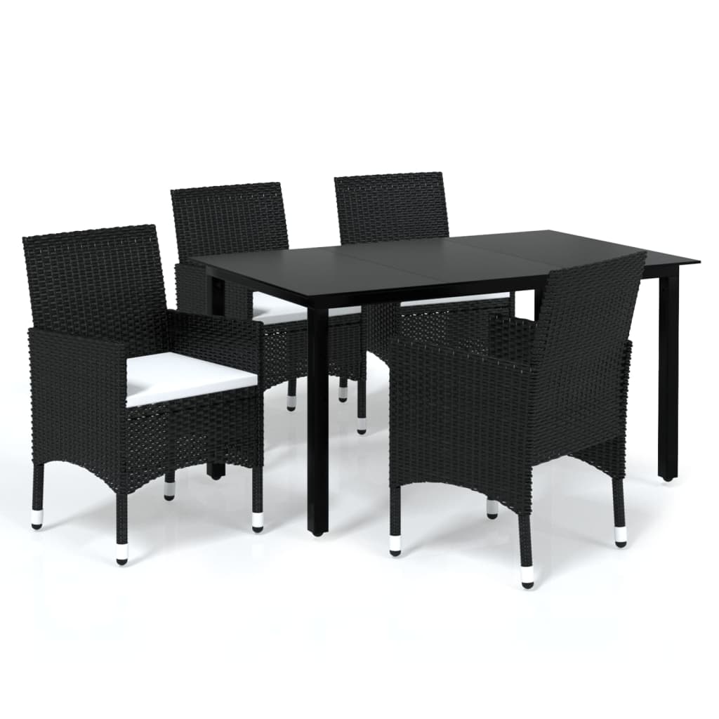 Juego muebles jardín 5 pzas con cojines ratán sintético negro