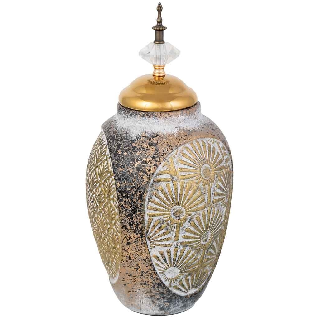 Jarrón de cerámica dorado, d17,5x36h cm