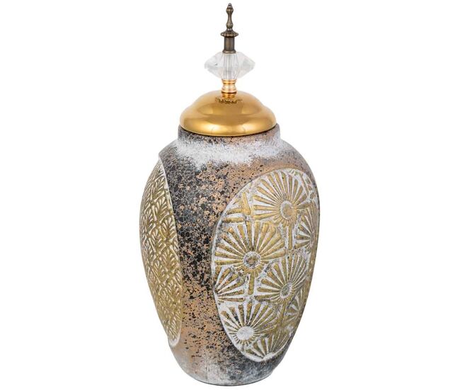 Jarrón de cerámica dorado, d17,5x36h cm