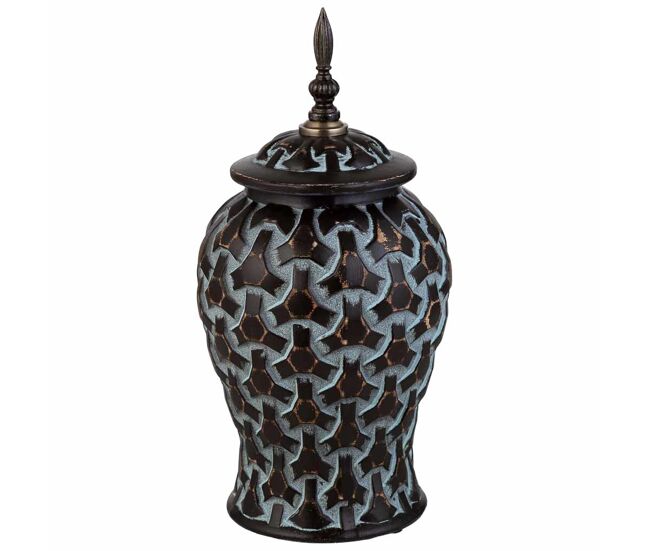 Jarrón de cerámica negro, d16,5x37h cm