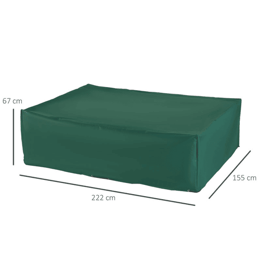 Outsunny Capa de Proteção para Móveis de Jardim 222x155x67 cm Capa Protetora para Mesa Exterior Impermeável Anti-UV e Anti Poeira para Varanda Pátio Verde Escuro