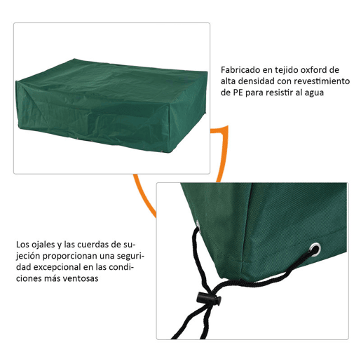 Outsunny Capa de Proteção para Móveis de Jardim 222x155x67 cm Capa Protetora para Mesa Exterior Impermeável Anti-UV e Anti Poeira para Varanda Pátio Verde Escuro