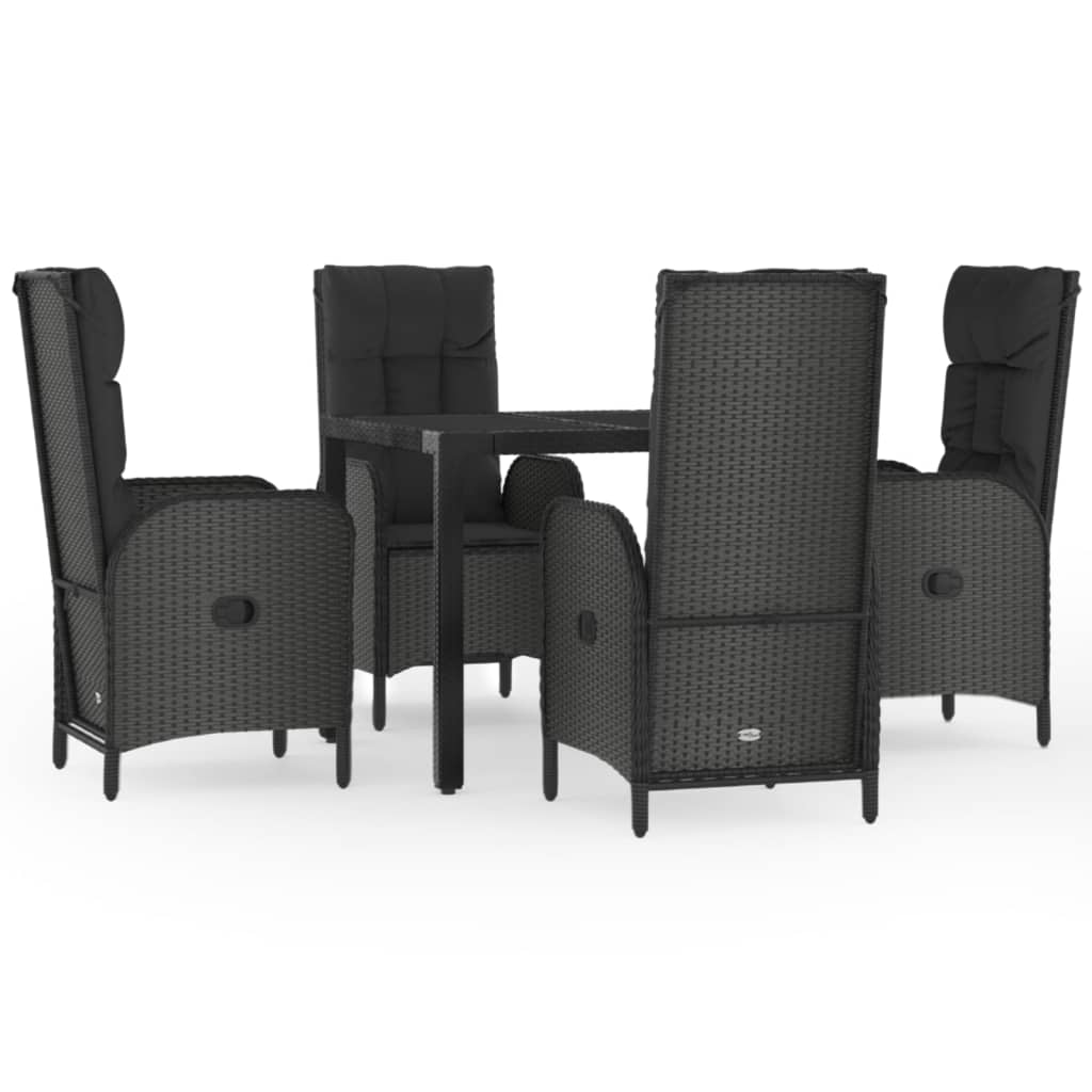 Set de muebles jardín 5 pzas con cojines ratán sintético negro