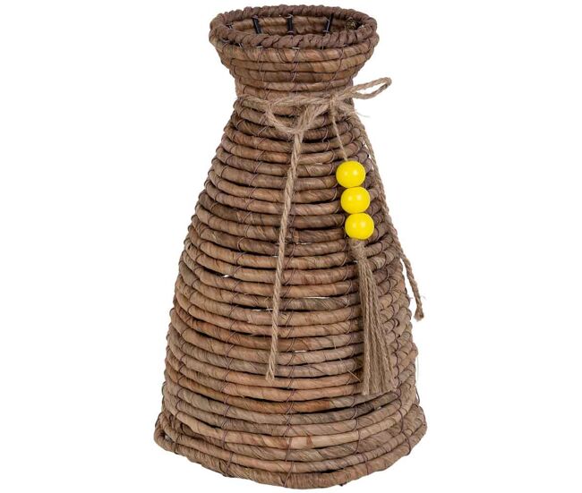 Jarrón de hoja de banana natural marrón, d19x31 cm