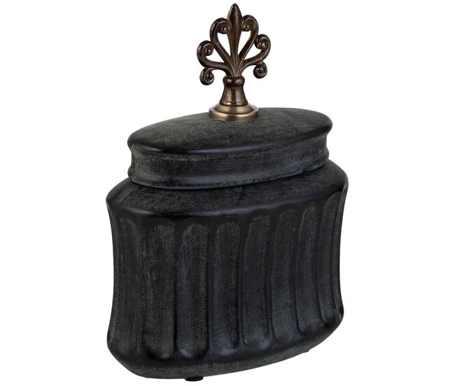 Jarrón de cerámica negro, 18,5x10,5x24h cm