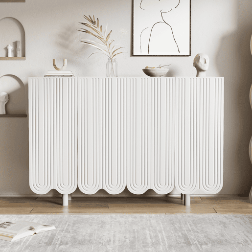 Aparador de painel de partículas com 4 portas,branco