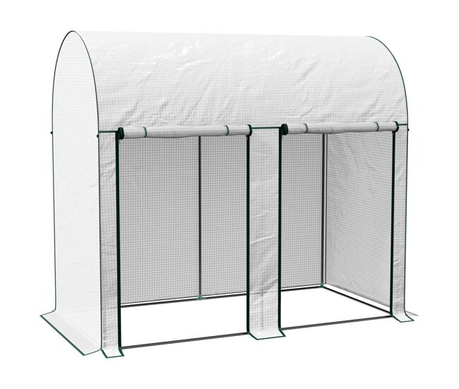 Outsunny invernadero de exterior invernadero de jardín con 2 puertas enrollables con cremallera marco de acero y cubierta de pe 140g/m² anti-uv