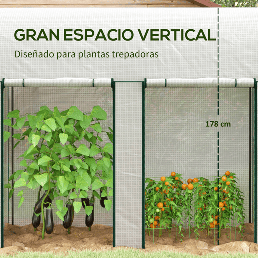 Outsunny Estufa Pequena Estufa de Exterior com Porta Dupla com Fecho de Correr e Cobertura de PE para Cultivar Plantas Flores 200x100x178 cm Branco