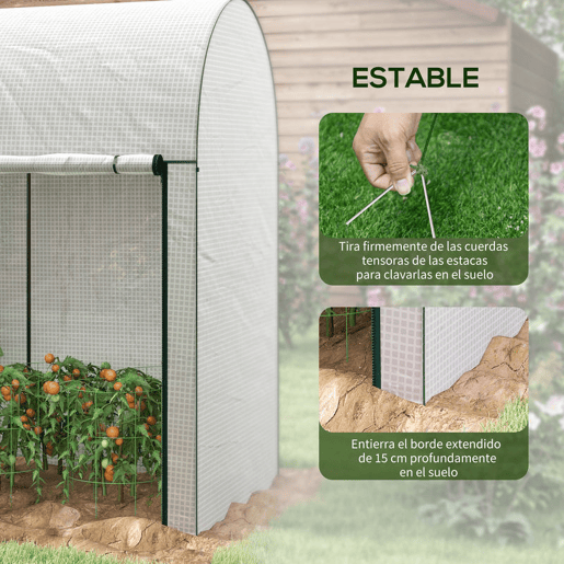 Outsunny Estufa Pequena Estufa de Exterior com Porta Dupla com Fecho de Correr e Cobertura de PE para Cultivar Plantas Flores 200x100x178 cm Branco