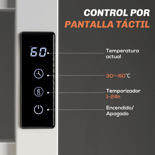 HOMCOM Toallero Elétrico de Parede 110W Toalheiro Elétrico com Controlo WIFI Ecrã Tátil Temporizador 10 Barras Temperatura Ajustável Baixo Consumo IPX4 45x11x80 cm Branco