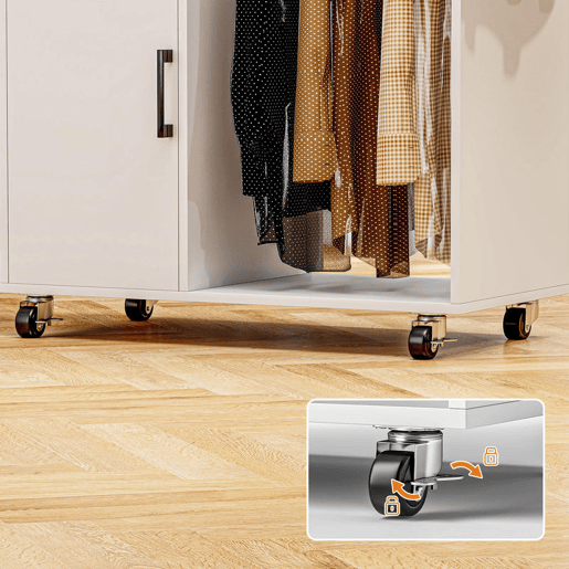 HOMCOM Móvel de Engomar Roupa com Rodas e Suporte Lateral Móvel de Passagem com Tábua de Passar Barra para Roupa Prateleira Ajustável 127,5x43,5x153 cm Branco