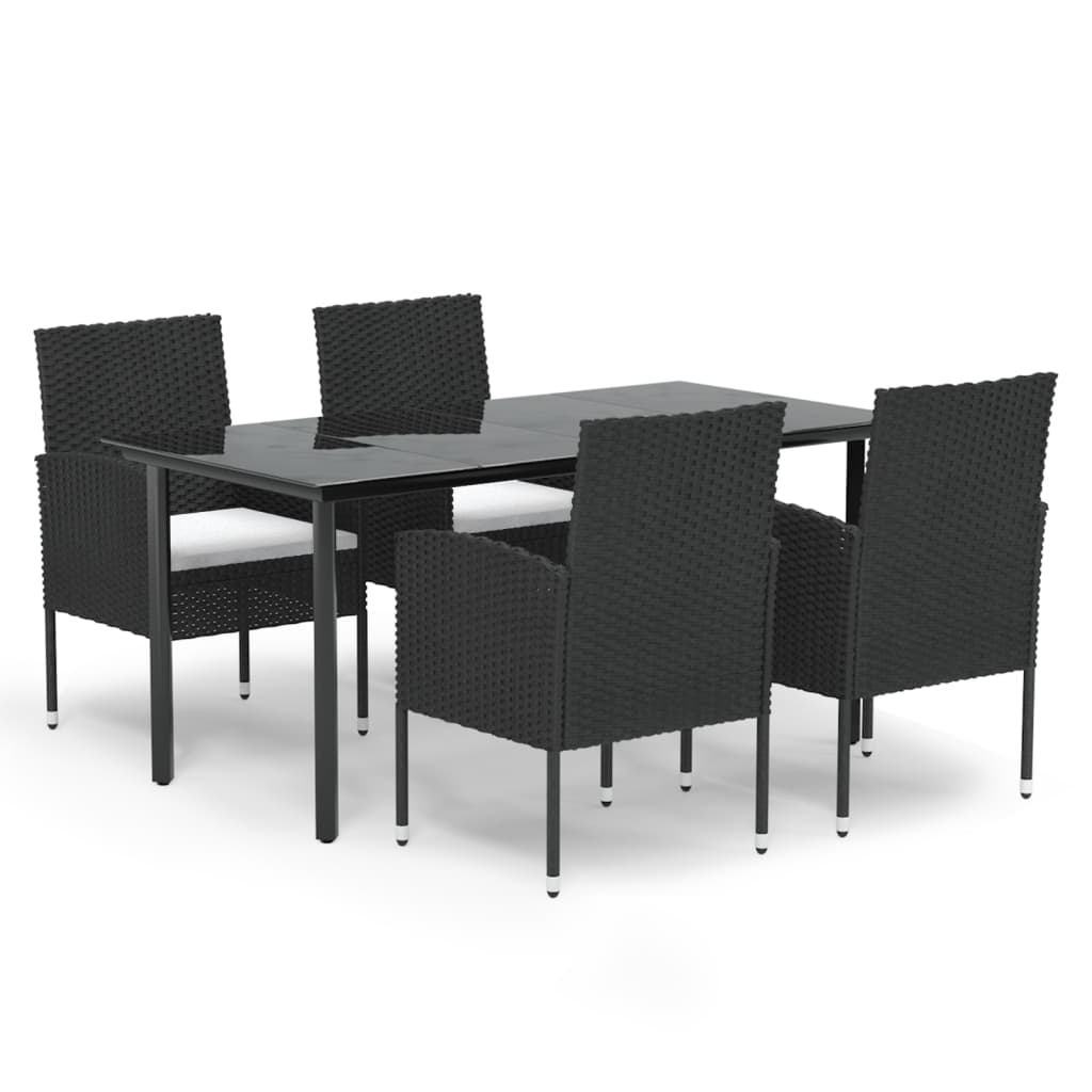 Set de muebles jardín 5 pzas con cojines ratán sintético negro