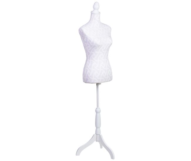 Maniquí de madera y espuma forrado de tela rosa 24x37.5x168h cm