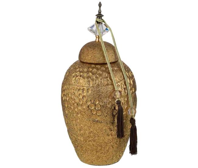 Jarrón de cerámica dorado, d17,5x37,5h cm