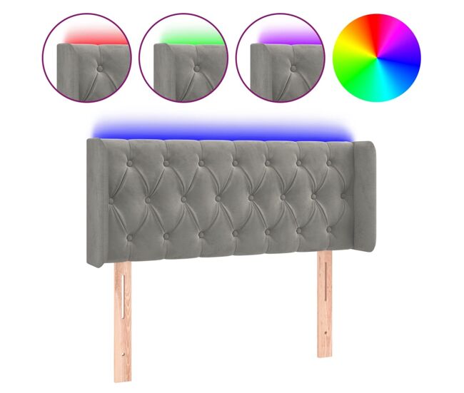 Vidaxl cabecero con led de terciopelo gris claro 93x16x78/88 cm