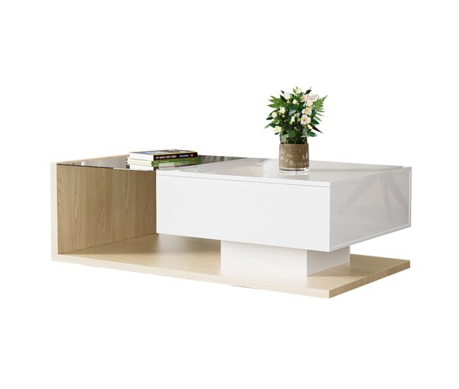 Mesa de centro rectangular de panel de partículas con 1 cajón 105x55