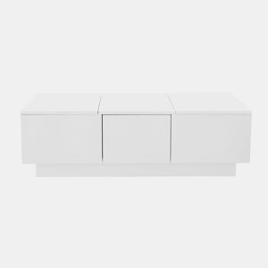 Mesa de centro retangular de painel de partículas com 2 gavetas,branco