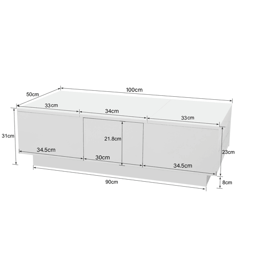 Mesa de centro retangular de painel de partÃculas com 2 gavetas,branco Mesa de centro retangular de painel de partÃculas com 2 gavetas,branco